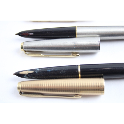 382 - 4 x Vintage Parker 61 Fountain Pens 14ct Gold Nibs WRITING Inc Gold Plate Cap