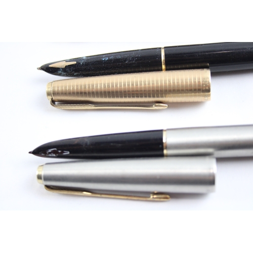 382 - 4 x Vintage Parker 61 Fountain Pens 14ct Gold Nibs WRITING Inc Gold Plate Cap