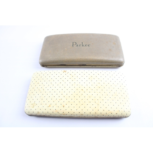 385 - 2 x Vintage Parker 51 Burgundy Fountain Pen Sets In Original Boxes