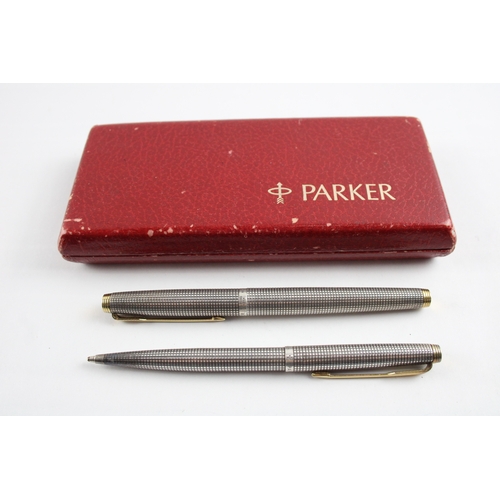 389 - Vintage Parker 75 .925 Sterling Silver Fountain Pen w/ 14ct Nib, Ballpoint Etc