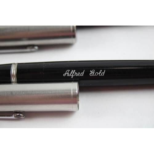 397 - 3 x Vintage Parker 51 Fountain Pens 14ct Gold Nibs WRITING Inc Gold Plate Cap