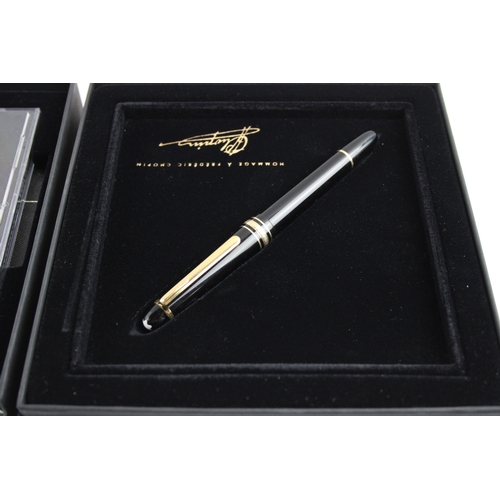 400 - Montblanc Meisterstuck Black Fountain Pen 14ct Gold Nib Hommage to Chopin Set