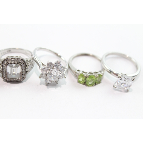 212 - Collection of Sterling Silver Rings inc. Stone Set, Clear Gemstone x 8 37g