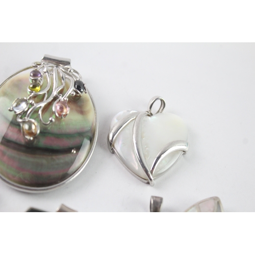 230 - Collection of Sterling Silver Pendants inc. MOP, Gemstone x 7 100g
