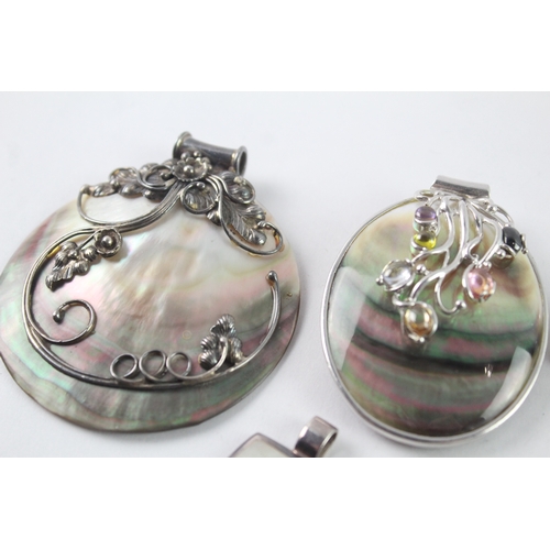 230 - Collection of Sterling Silver Pendants inc. MOP, Gemstone x 7 100g