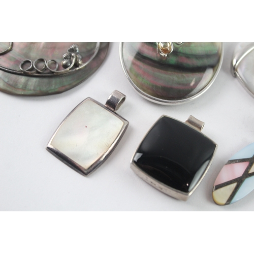 230 - Collection of Sterling Silver Pendants inc. MOP, Gemstone x 7 100g