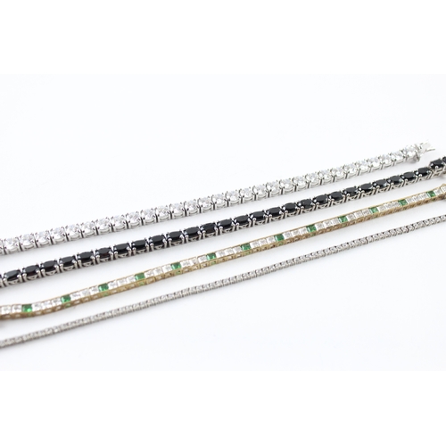 238 - Collection of Sterling Silver Tennis Bracelets inc. Gemstone, Gold Tone x 4 51g