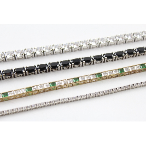 238 - Collection of Sterling Silver Tennis Bracelets inc. Gemstone, Gold Tone x 4 51g