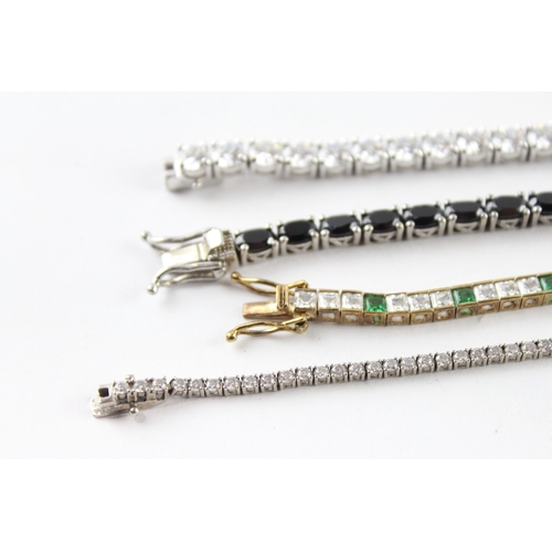 238 - Collection of Sterling Silver Tennis Bracelets inc. Gemstone, Gold Tone x 4 51g