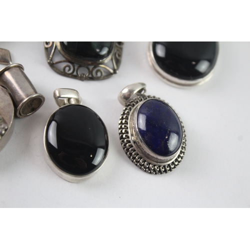 240 - Collection of Sterling Silver Pendants inc. Gemstone, Mexico x 8 112g
