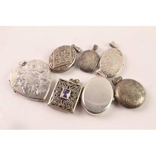 242 - Collection of Sterling Silver Locket Pendants inc. Heart x 7 80g