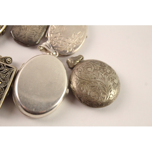 242 - Collection of Sterling Silver Locket Pendants inc. Heart x 7 80g