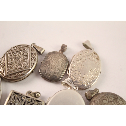 242 - Collection of Sterling Silver Locket Pendants inc. Heart x 7 80g