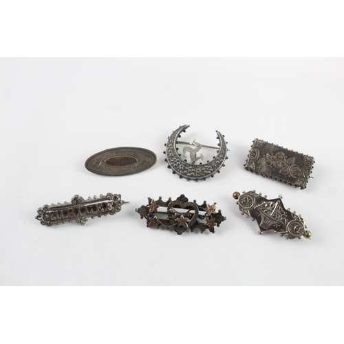 244 - Collection of Sterling Silver Antique Brooches inc. Aesthetic x 6 26g