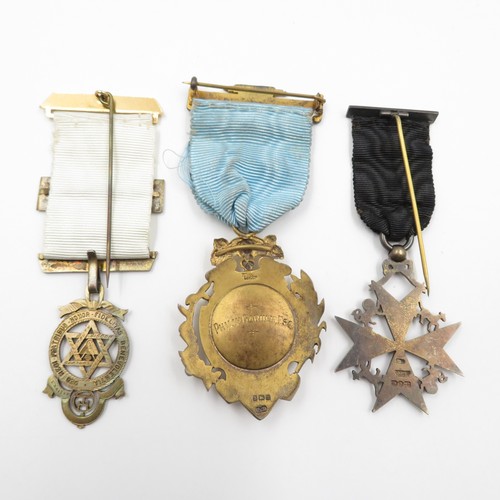 326 - Boxed Sterling Silver Medals Jewels Inc Masonic, 1911 Dated, Etc 74g