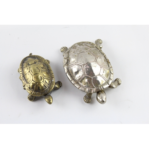 326 - Boxes Vintage Brass & Silver Plate Turtle/Tortoise Trinket Boxes