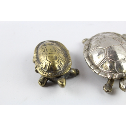 326 - Boxes Vintage Brass & Silver Plate Turtle/Tortoise Trinket Boxes