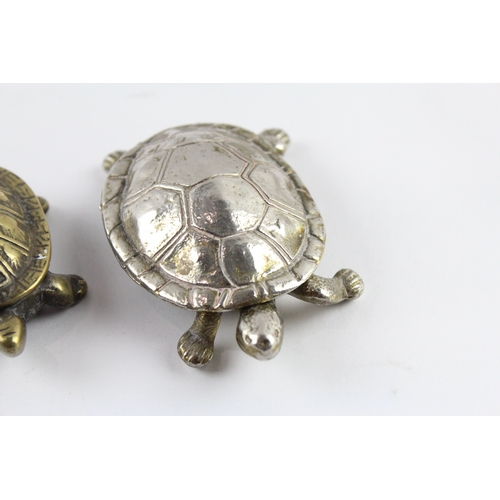 326 - Boxes Vintage Brass & Silver Plate Turtle/Tortoise Trinket Boxes