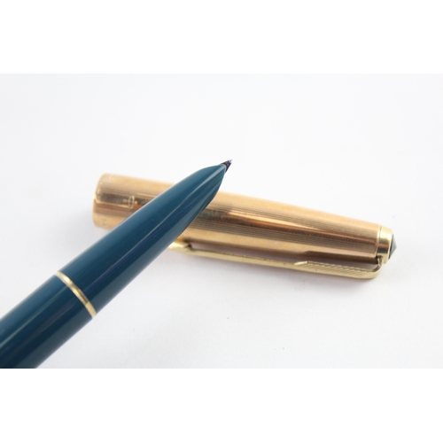 3 x Vintage Parker 51 Fountain Pens w/ 14ct Gold Nibs WRITING Inc Gold ...