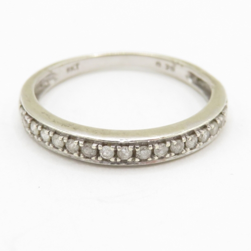 104 - 9ct white gold diamond half eternity ring (1.8g) Size O