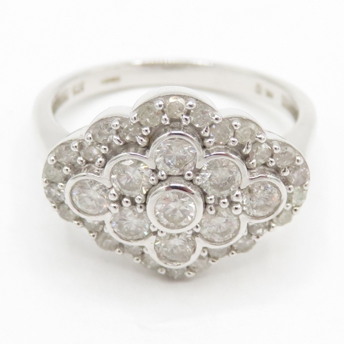 118 - 9ct white gold diamond cluster ring (4.6g) Size Q
