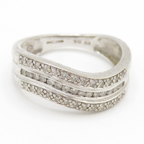 78 - 9ct gold diamond three row eternity ring (2.7g) Size M