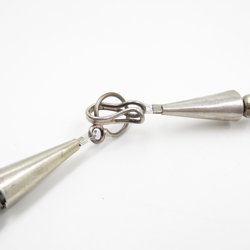 209 - Sterling Silver 925 Native American Style Coral Necklace (104g)