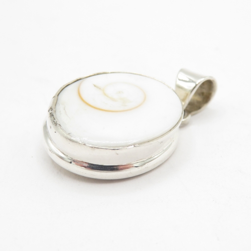 212 - Sterling Silver 925 Shiva Eye Shell Pendant (5.7g)