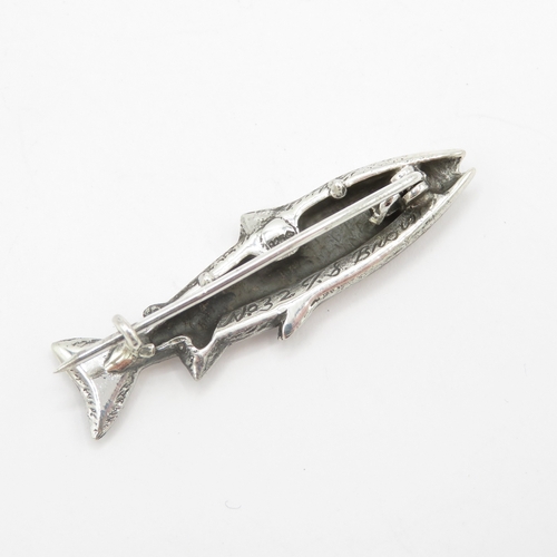 215 - Sterling Silver 925 Salmon Fish Brooch (5.7g)