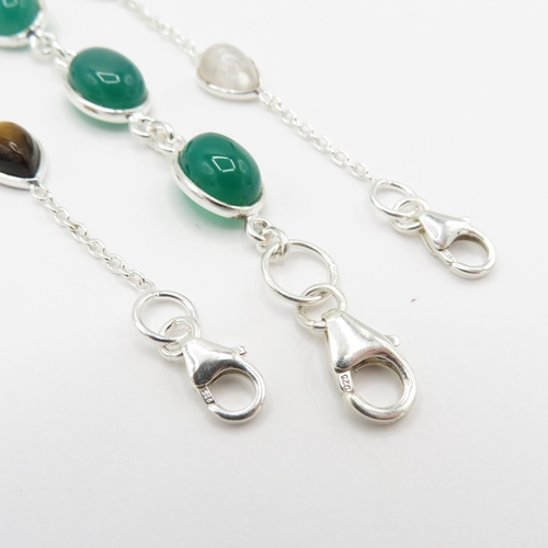 216 - 3 x Sterling Silver 925 Gemset Bracelets (15.4g)