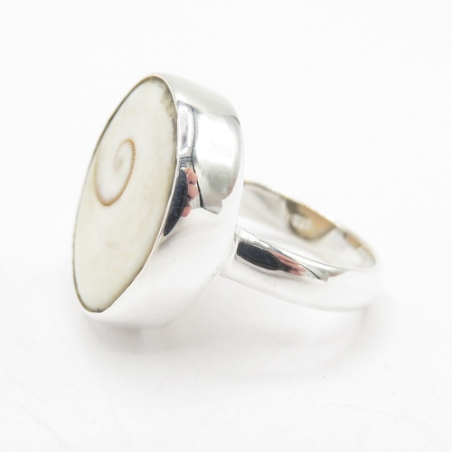222 - Sterling Silver 925 Shiva Eye Shell Ring (7.4g) Size O