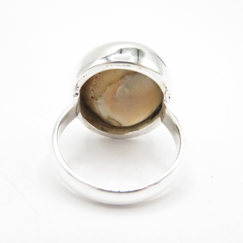 222 - Sterling Silver 925 Shiva Eye Shell Ring (7.4g) Size O