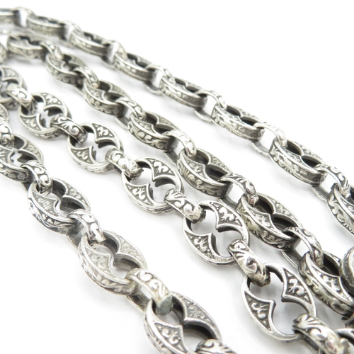 223 - Sterling Silver Stars and Bars Watch Chain (46.6g)
