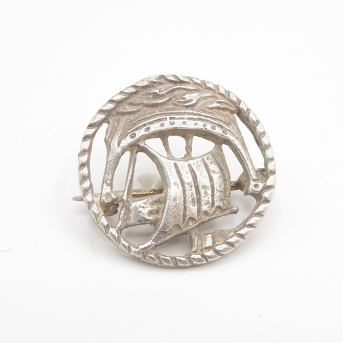 231 - Collection of Sterling Silver Brooches x2 and Earrings inc. Charles Horner, Jensen. 14.2g