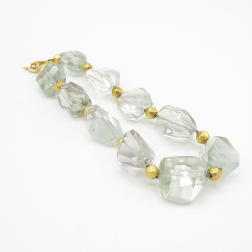 232 - 18ct Gold Green Amethyst Beaded Bracelet 20.6g