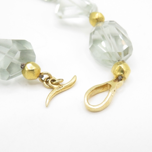 232 - 18ct Gold Green Amethyst Beaded Bracelet 20.6g