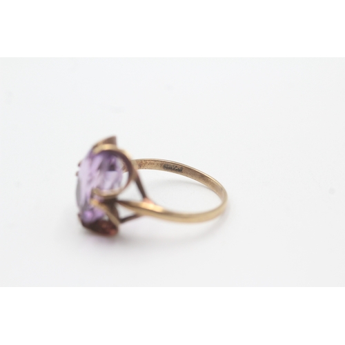 100 - 9ct gold amethyst solitaire ring (3.1g) Size N