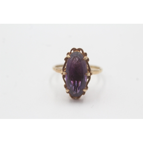 133 - 9ct gold amethyst cocktail ring (2.8g) Size L