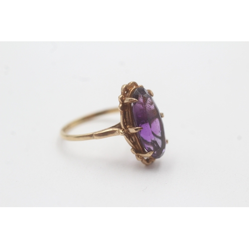 133 - 9ct gold amethyst cocktail ring (2.8g) Size L