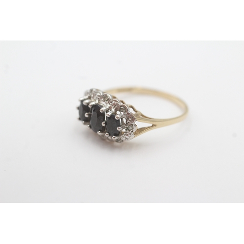 67 - 9ct gold sapphire & diamond dress ring (2.2g) Size Q