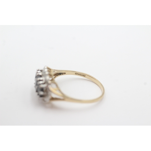 67 - 9ct gold sapphire & diamond dress ring (2.2g) Size Q