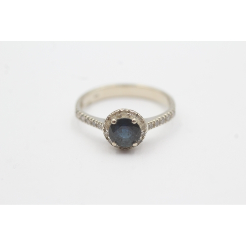 71 - 14ct gold sapphire & diamond dress ring (2.4g) Size L 1/2