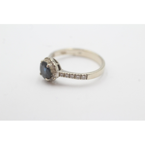 71 - 14ct gold sapphire & diamond dress ring (2.4g) Size L 1/2