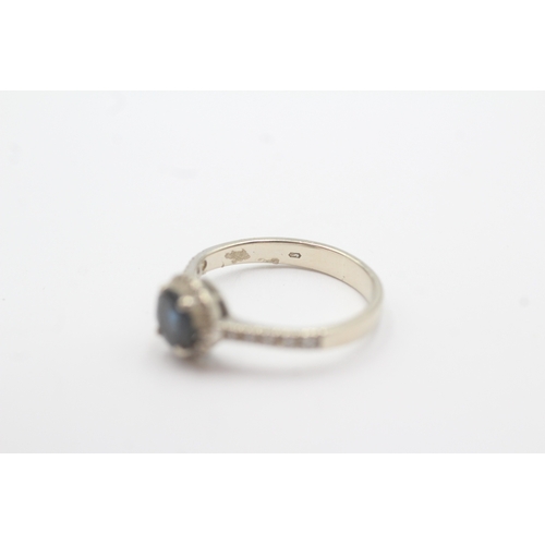 71 - 14ct gold sapphire & diamond dress ring (2.4g) Size L 1/2