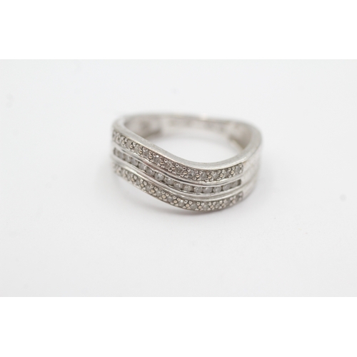 78 - 9ct gold diamond three row eternity ring (2.7g) Size M