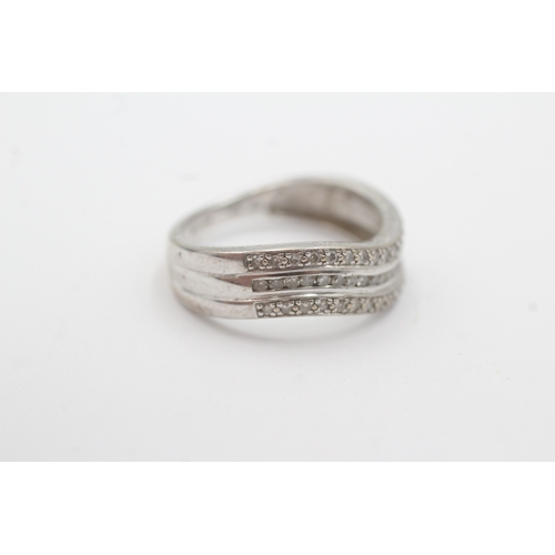 78 - 9ct gold diamond three row eternity ring (2.7g) Size M