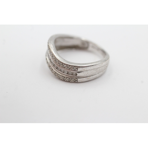 78 - 9ct gold diamond three row eternity ring (2.7g) Size M