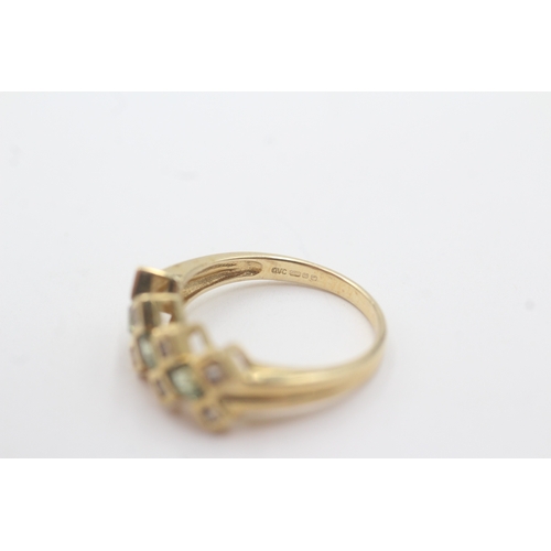 83 - 9ct gold peridot & diamond dress ring (2.8g) Size M