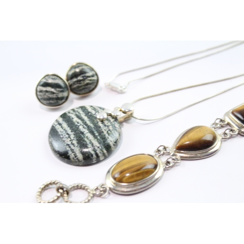 145 - Collection Of Sterling Silver Gemstone Jewellery inc. Whitney Kelly x 8 114g