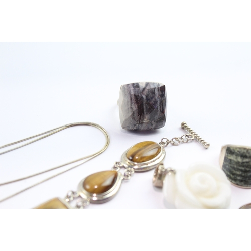 145 - Collection Of Sterling Silver Gemstone Jewellery inc. Whitney Kelly x 8 114g